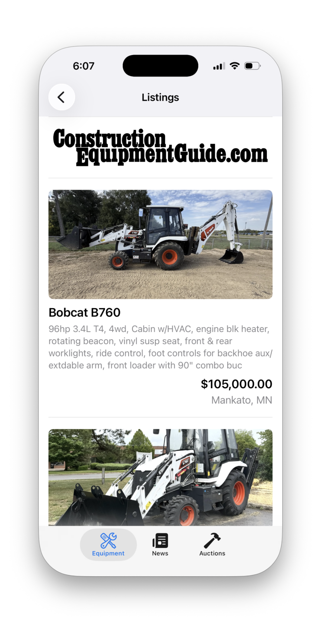 Construction Equipment Guide equipment listings
